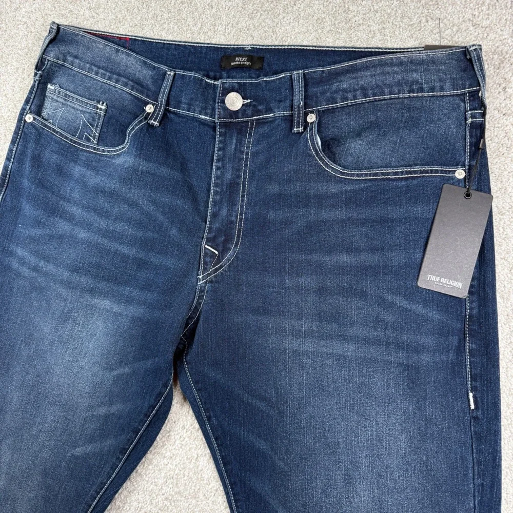 NEW True Religion Ricky SN Straight Jeans Mens 40 Dark Hibernation Wash